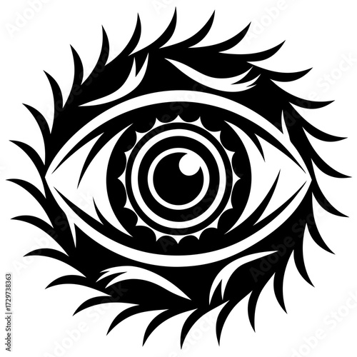 Tribal Eye of Horus Tattoo Design in Black and White Abstract Pattern