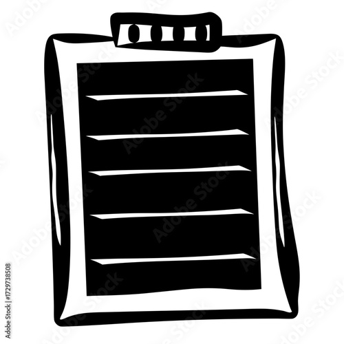 Black and white clipboard with paper lines for note taking tasking
