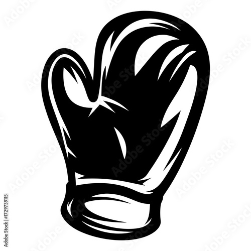 Striking monochrome boxing glove illustration demonstrating strength and protection in sport