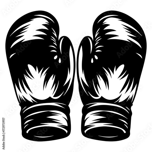 Pair of black and white boxing gloves ready for intense training session