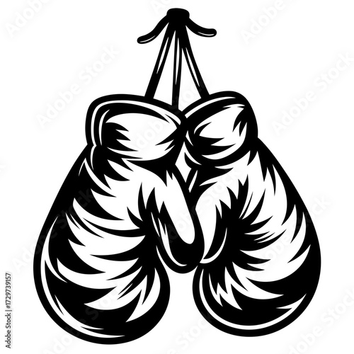 Vector drawing of hanging boxing gloves ready for a great match