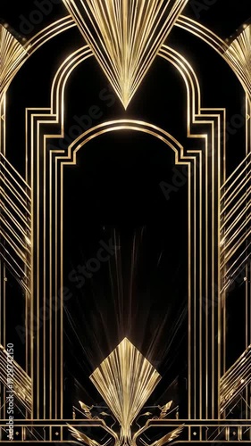 Art Deco Geometric Pattern Animation Loop. This elegant motion background is perfect for luxurious New Year's Eve events, parties, and formal invitations.