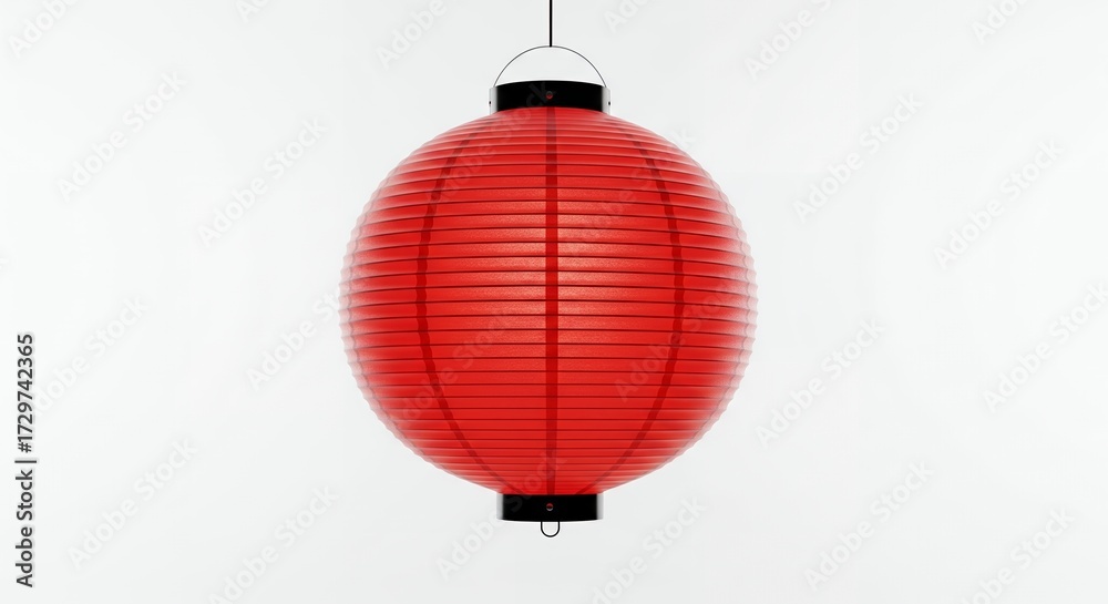 Obraz premium Round Red Paper Lantern on White Background