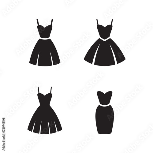 Cocktail Dress Variant Evening Solid Icons Set