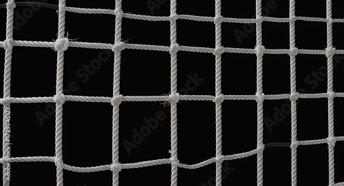 White Rope Netting Texture on Black Background