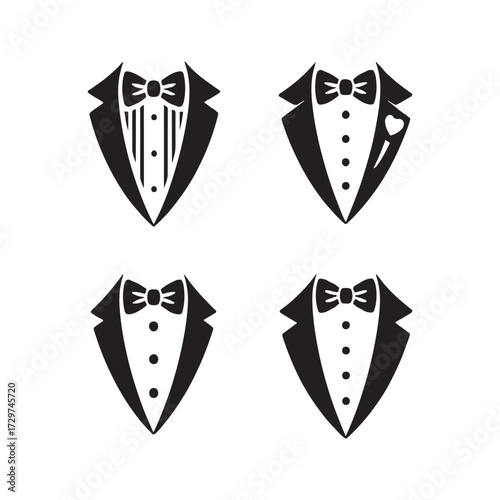 Tuxedo Bow Tie Solid Icons Fashion Pack
