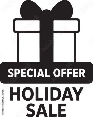 Black Gift Box icon, gift box vector, holiday sale symbol, promotional gift box, black gift box icon, special offer design, editable marketing illustration, modern e commerce sale element