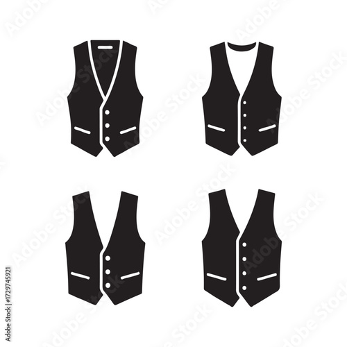 Waistcoat Or Vest Solid Icons Fashion Pack