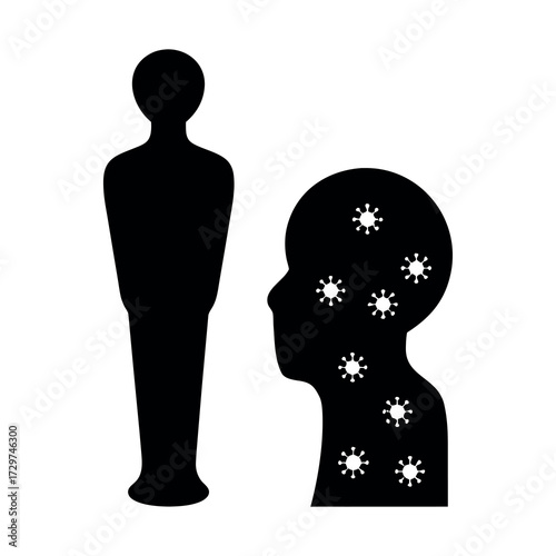 Silhouette of a person and a childs head filled with glowing starbursts
