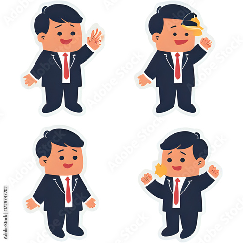 set of funny cartoon businessman