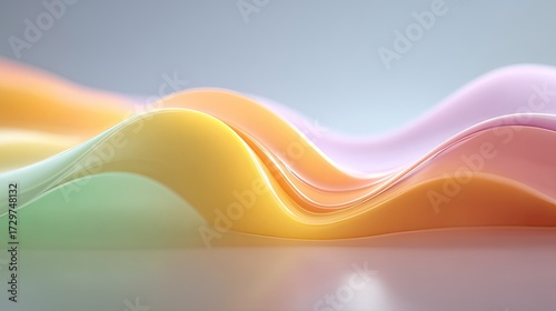 Abstract Neon Gradient Wavy Lines on Gray Background