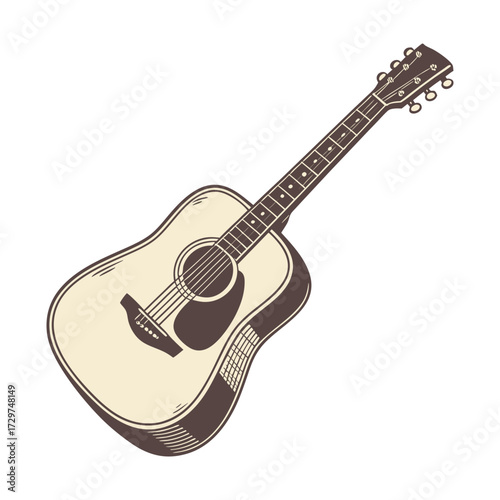 Illustration of a vintage acoustic guitar