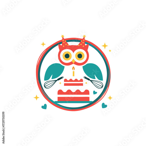 Minimalist bakery cake shop logo design in pastel soft color modern cute illustration for branding dessert cafe confectionery restaurant pastry business and gourmet bakery identity