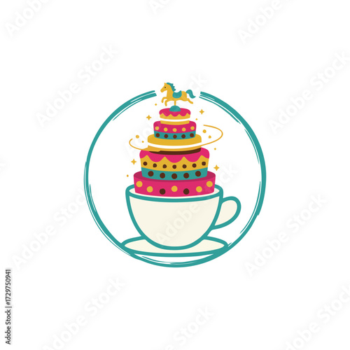 Cake shop logo design with delicious creamy style vintage bakery emblem for pastry cafe dessert shop restaurant confectionery and brand identity inspiration