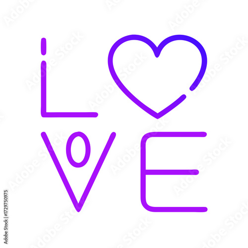 Love letter icon with heart in modern line art style 
