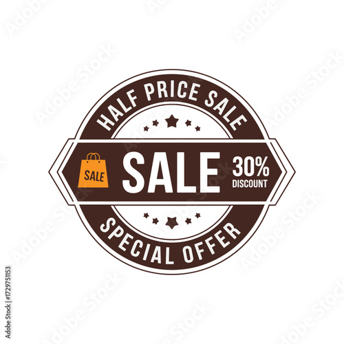 Half Price Sale Badge with Special Offer Label