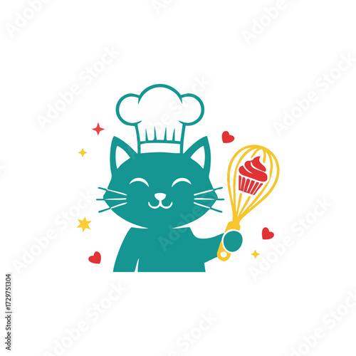 Minimal Elegant Cake Shop Logo vector design with bakery dessert pastry sweet bread cupcake muffin cookie chocolate donut tart icing sugar cream milk flour butter for cafe and catering brand