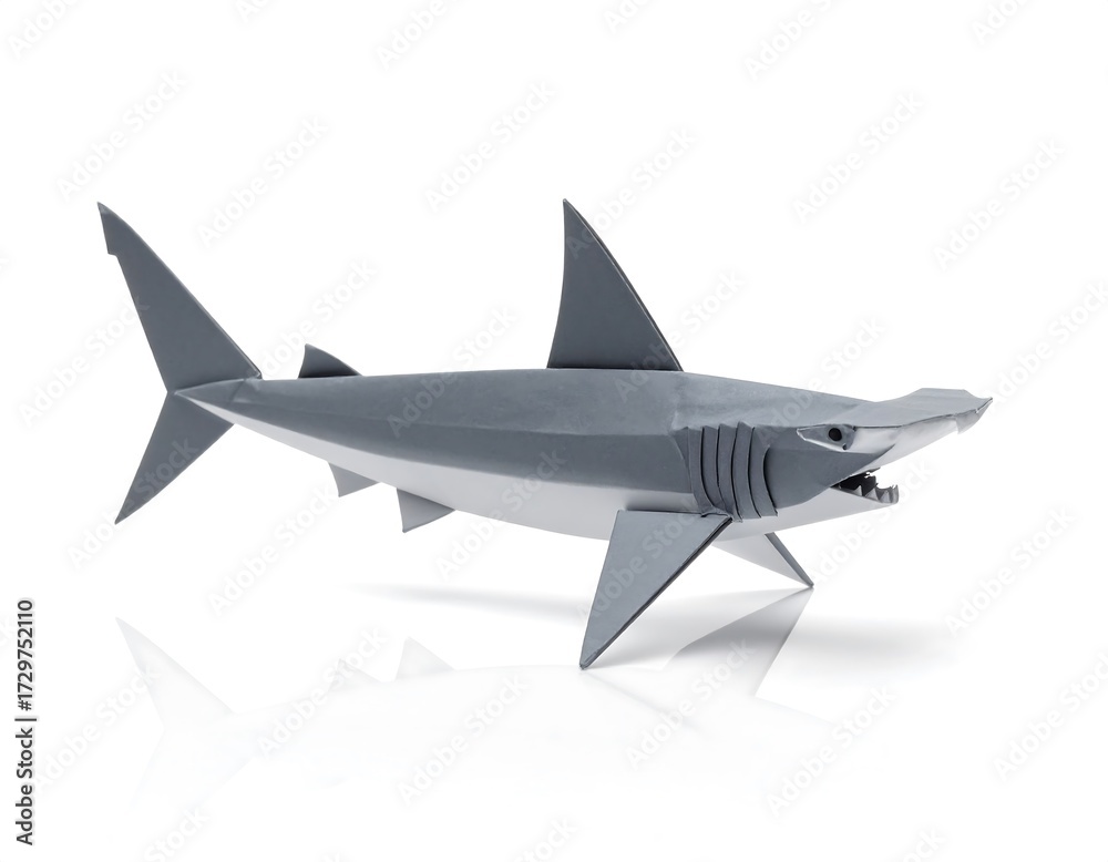 Fototapeta premium 3D origami shark against white