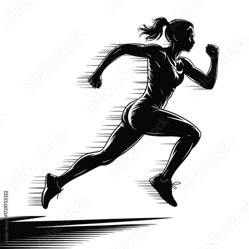 Silhouette of a determined runner in motion showcasing speed and agility