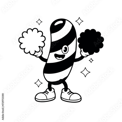 Retro cartoon candy character illustration vector art for graphic design and animation projects use, free