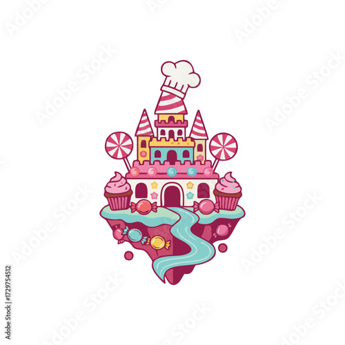 Cute Candy Shop Logo Pastel Color Sweet Vector Emblem for Confectionery Store Branding Modern Dessert Identity Design for Sweetshop Business Creative Logo for Bakery Sweets and Sugar Brand