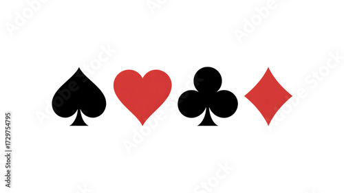 Red heart and diamond playing card symbols on black surface isolated on transparent background