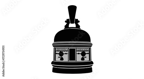 Ancient Bell Silhouette: A detailed and striking silhouette of a historic bell, representing a sense of history and reverence, set against a contrasting backdrop.
