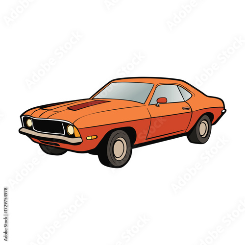 A classic seventies American muscle car with bold lines, wide stance, roaring engine, chrome details, and vintage style—built for speed, power, and pure retro cool.
