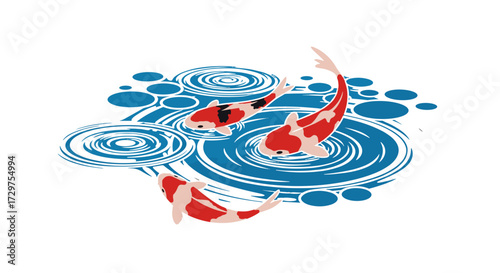 Koi Fish in the Water: A serene scene of vibrant koi fish gracefully swimming in a pond, their colorful bodies creating a calming and picturesque visual display.
