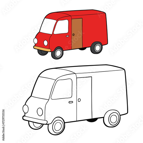 A delivery van coloring page featuring a simple vehicle design, ready for kids to color. Perfect for teaching about transport, delivery services, and everyday vehicles.
