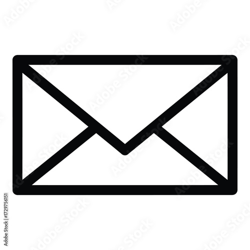 Simple black outline envelope icon for digital communication and messaging concepts outline