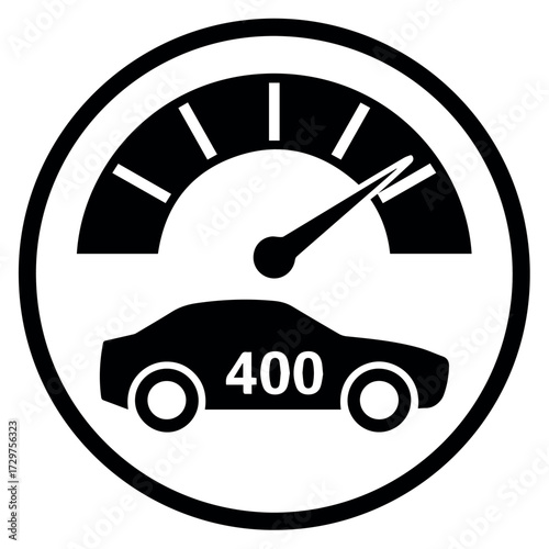vector concept for speedometer gauge with car icon showing high performance and speed limit