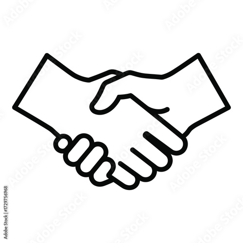Symbolic handshake icon representing partnership agreement trust business cooperation and successful deal making outline