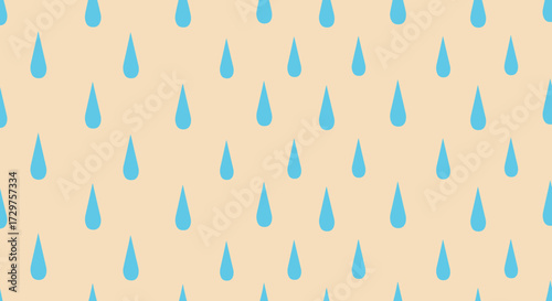 A gentle and repetitive pattern of light blue raindrops falling on a pale beige background creating a soothing and calming visual effect.