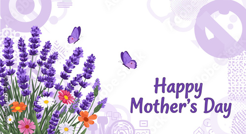Happy mothers day with lavender and butterflies.