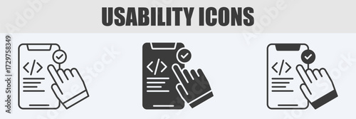 Usability Icon Set Vector Illustration in Outline, Glyph, and Mixed