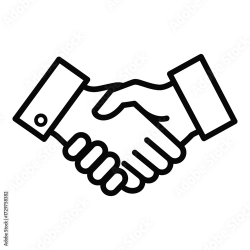 Iconic handshake symbol representing partnership agreement business deal collaboration and trust and agreement outline