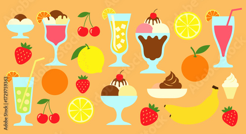 A refreshing collection of fruity drinks and ice cream desserts.
