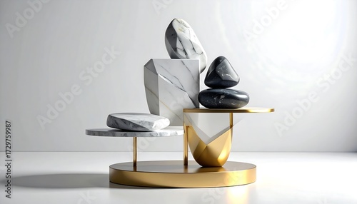 Abstract composition of marble and gold