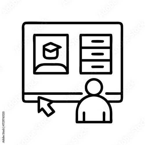 Online learning platform with student profile and course modules displayed on a screen