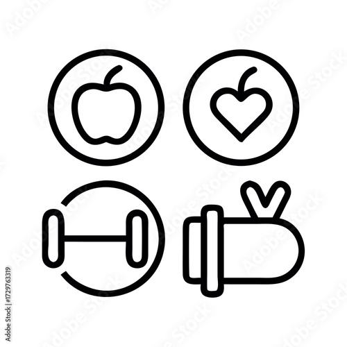 Healthy lifestyle icons representing nutrition exercise and well being