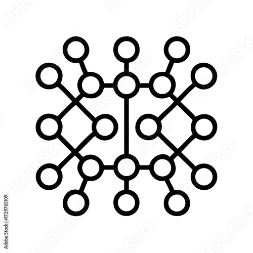 Symmetrical interconnected nodes forming a complex network structure
