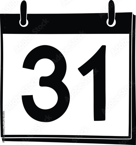 Clean white calendar page design with the number 31 prominently displayed