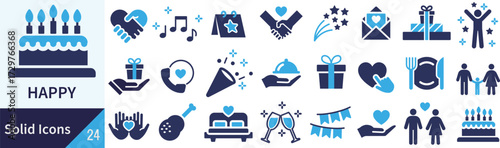 ベクターの幸せに関するシルエットアイコンセット
