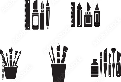 Art supplies and drawing tools ruler brush