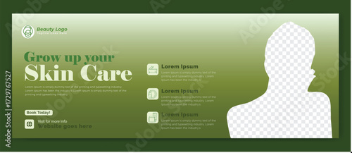 Barber shop  salon and haircut Facebook cover design. Skin care social media graphic elements. Vector beauty spa centre social media post template