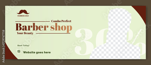 Barber shop  salon and haircut Facebook cover design. Skin care social media graphic elements. Vector beauty spa centre social media post template