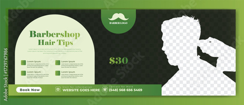 Barber shop  salon and haircut Facebook cover design. Skin care social media graphic elements. Vector beauty spa centre social media post template