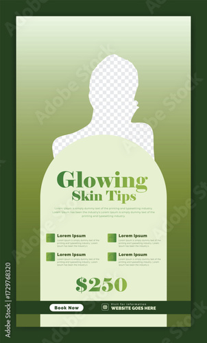 Beauty salon and haircut Flyer and poster design. Skin care social media graphic elements. Vector beauty spa centre social media post template