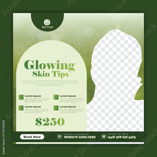 Barber shop and haircut social media banner design. Skin care social media graphic elements. Vector beauty spa centre social media post template
